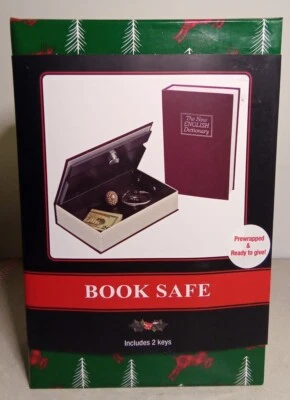 THE ORIGINAL FUN WORKSHOP The New English Dictionary Secret Book Safe With Key Lock Burgundy