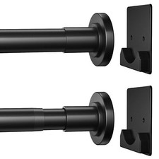 Adjustable Tension Shower Curtain Rod Matte Black No Drilling Required