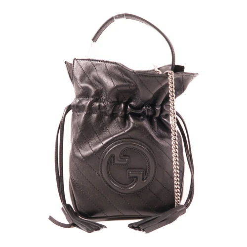 GUCCI GG SHW Blondie Mini Bucket 2 Way Chain Shoulder Bag Calfskin Leather