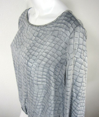 Michael Michael Kors long sleeve scoop neck blouse Top Size L large Gray animal - Picture 5 of 8
