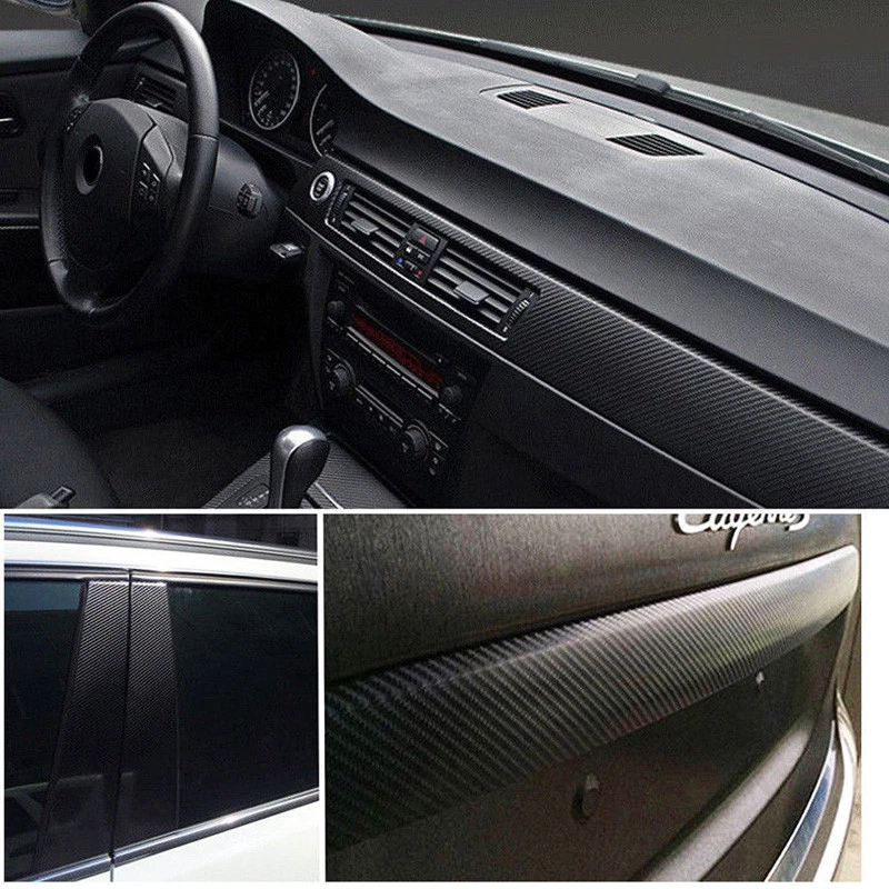 3D Waterproof Carbon Fiber Vinyl Car Wrap Sheet Roll Film Sticker Decal 120x30cm - Image 3 of 4