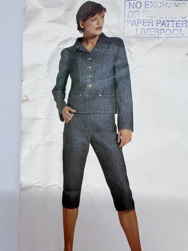 Vogue sew 2518 Oscar de la Renta Denim Jacket, Capris, Straight skirt, 18-20-22 - image 3 of 4