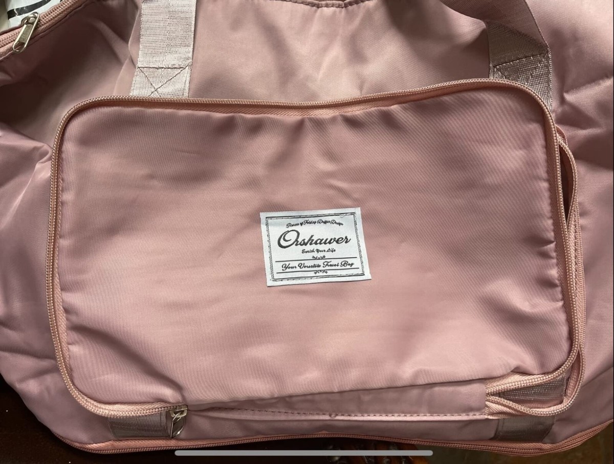 Pink Foldie Bag Waterproof Travel Duffle Bag Expandable Large