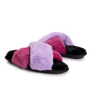 MUK LUKS Lavender Pilar Crisscross Fuzzy Slippers Size 9-10 Pink Purple Shoes