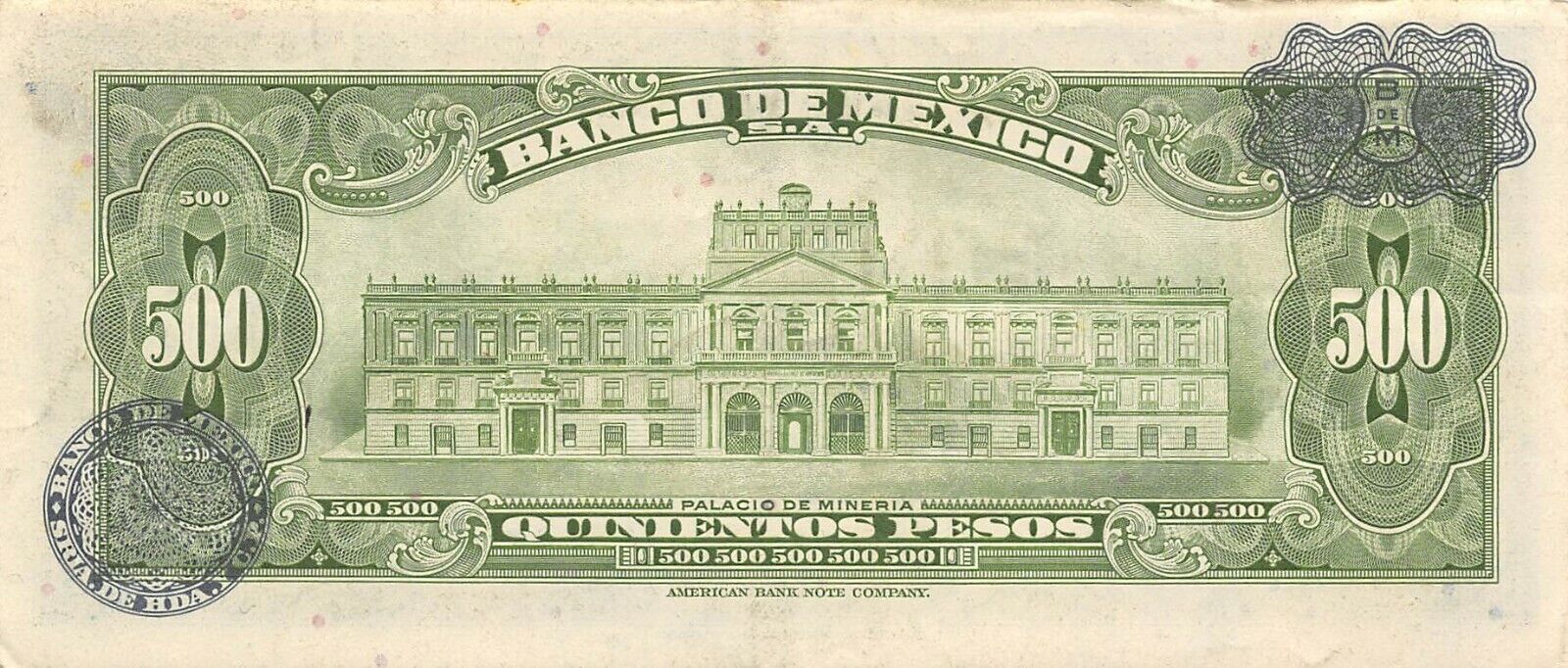 Mexico  500  Pesos  18.2.1977  Series  CCC  Prefix S  Circulated