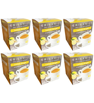 China Mist Organic Green Tea, Lemon Ginger, 6/15 count boxes