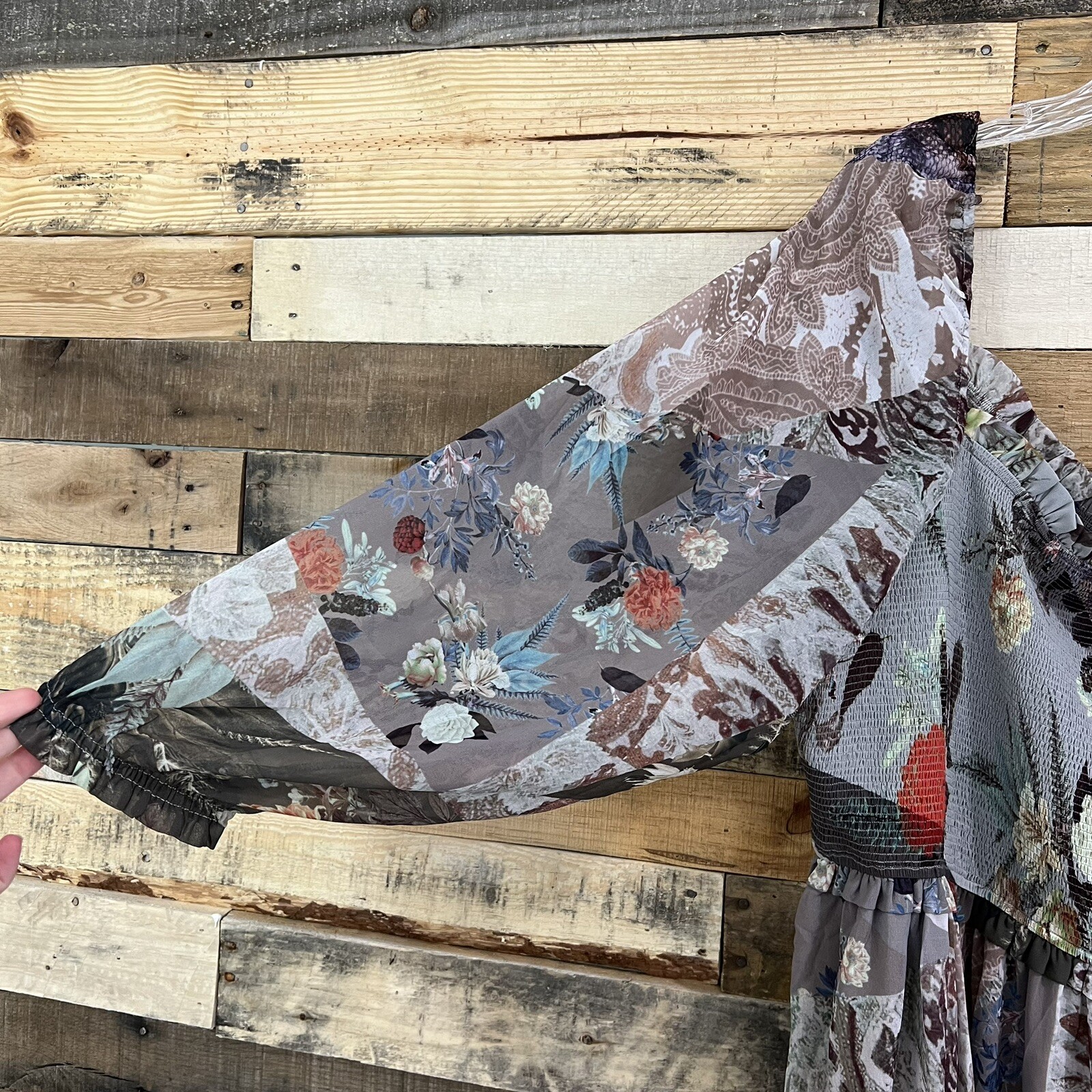 City Chic Patchwork Printed Smocked Long Balloon … - image 7