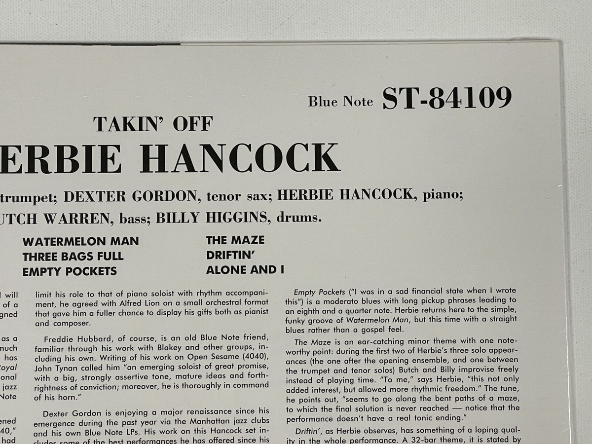 Herbie Hancock Takin' Off Reissue LP Blue Note ST-84109