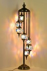 7 Spherical Globes Mosaic Glass Multicolor Turkish Moroccan Style Floor Lamp