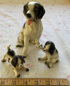 Lipper & Mann Spaniel Mother Dog And Two Puppies Black/White Pointer Spaniel Dog