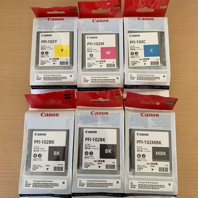 Canon PFI-102 C M Y BKx2 MBK Ink Cartridges Tank Genuine Expired set of 6 jp