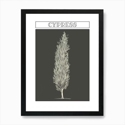 Cypress Tree Minimalistic Drawing 2 Framed Wall Art Poster Canvas Print Picture