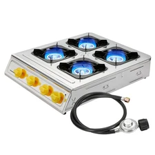 4 Burner Propane Gas Stove 40000 BTU Stainless Steel Cooktop with Enamel Pan ...