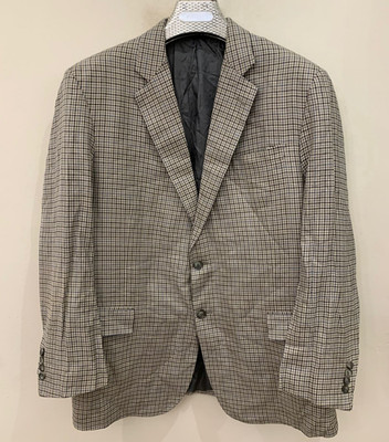 Classic Brooks Brothers Silk Linen Wool E. THOMAS plaid jacket blazer 46R XL