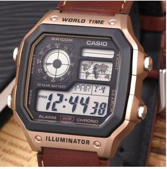 【CASIO】 カシオ AE-1200WHL-5A 　新品未使用 Casio AE-1200WHL-5A Digital Leather Strap Men's Watch / FAST