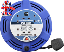 Four Socket, 10 Metre Cassette Reel, Medium Extension Lead Cable Reel, Wind-Up R