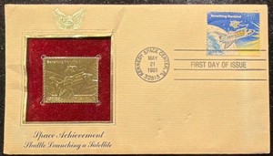 Postal Commemorative Society Space Shuttle First Day Cover Stamp & Metal Replica