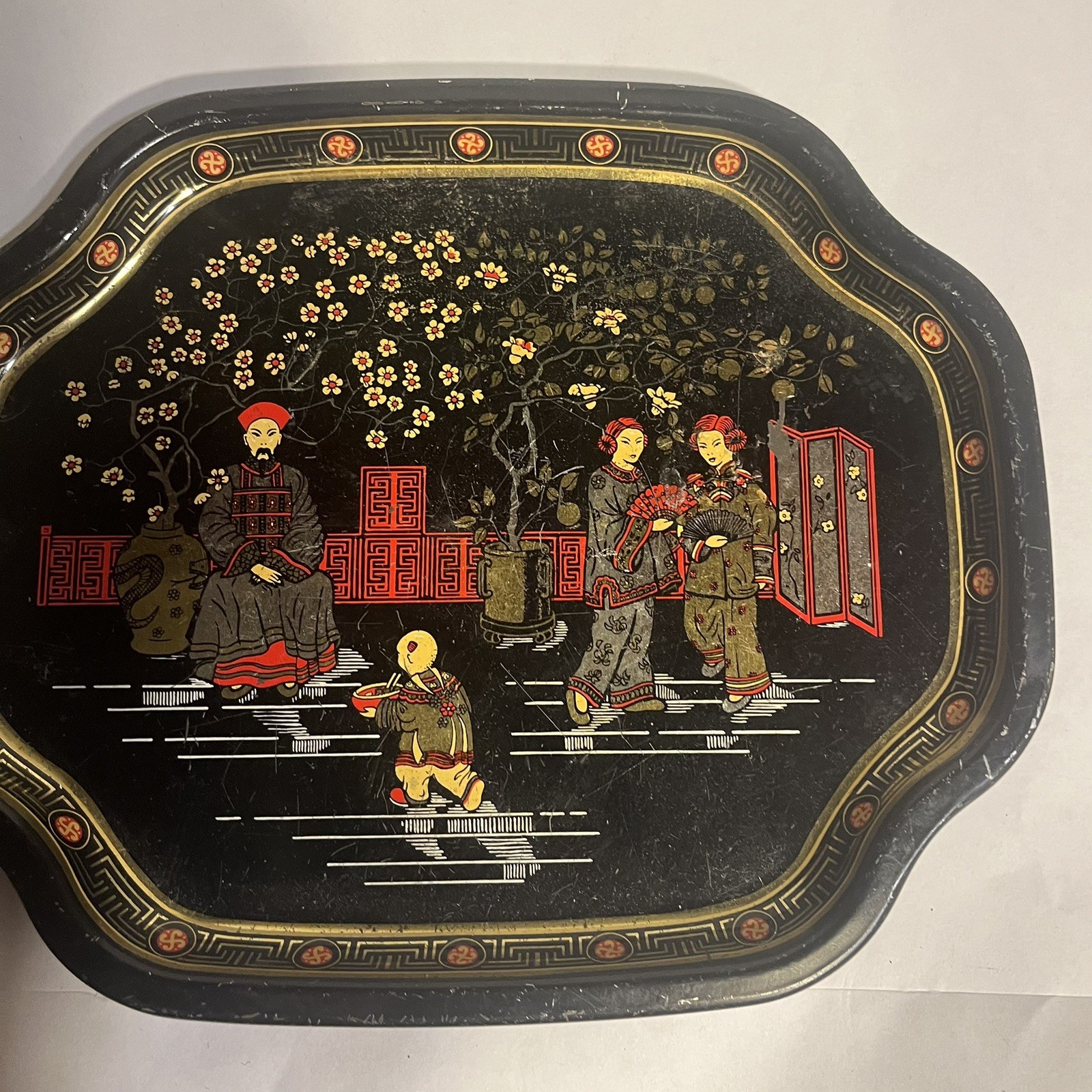 Vintage Elite Trays Made in England – Asian Inspired Chinoiserie Metal Tray