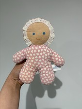 Vintage Mothercare Baby Dolly Plush Soft Toy Pink Heart Print Comforter 90s