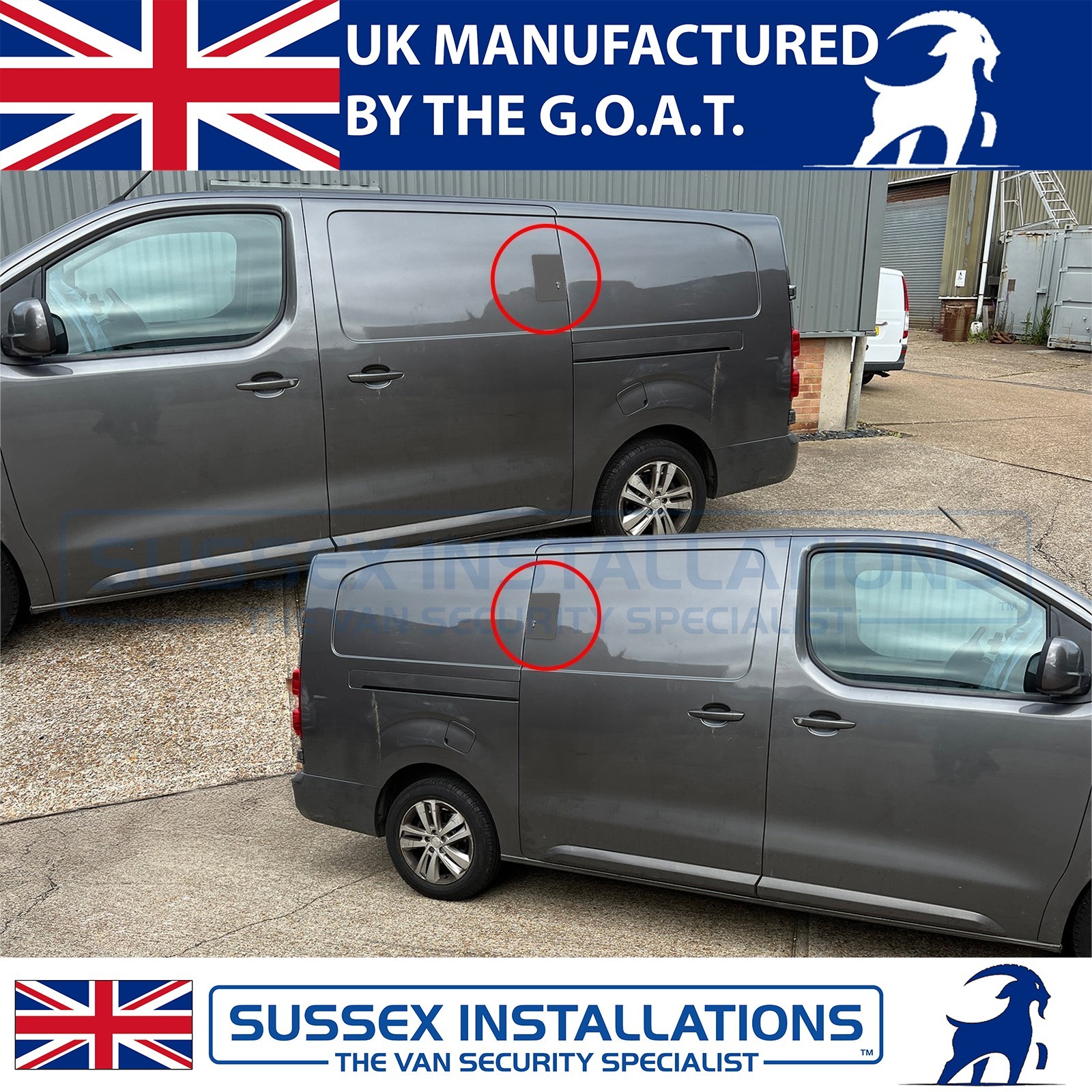For Peugeot Expert (2017-Onwards) Twin Side Door Deadlock Shields Black