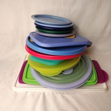 Vintage Tupperware Ersatzdeckel NUR verschiedene Formen Größen verwendet Farben 21 Stück Posten
