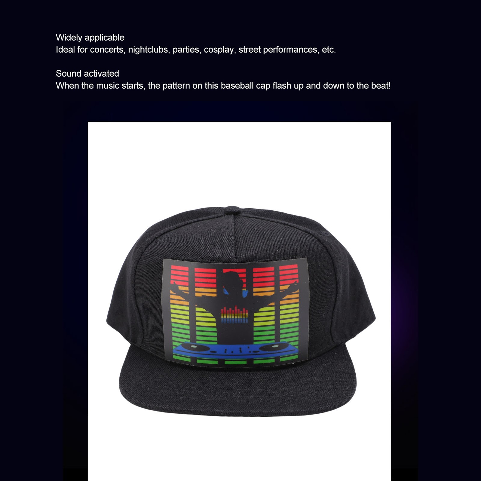 LED Hat Light Up Baseball Cap Sound Activated Luminous Hat For Party Club Festiv