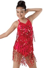 Weissman Dance Costume Child Large CL Ballet Leotard Aerialist Fringe Flapper