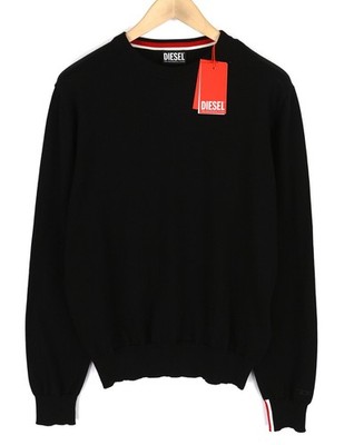 DIESEL K-Yonkers Herren Pullover M Schwarz Crew Neck Engstrick RRP 175