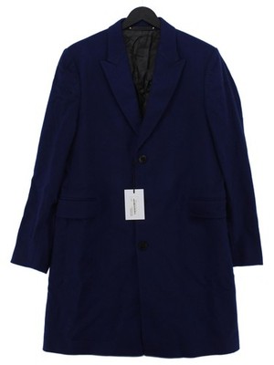 Paul Smith Men's Coat Chest: 38 in Blue Wool with Cashmere, Other Overcoat