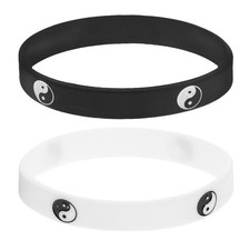 2 Pcs Tai Chi Image Bracelet Man Rubber Wrist Bands Matching Couples Bracelets