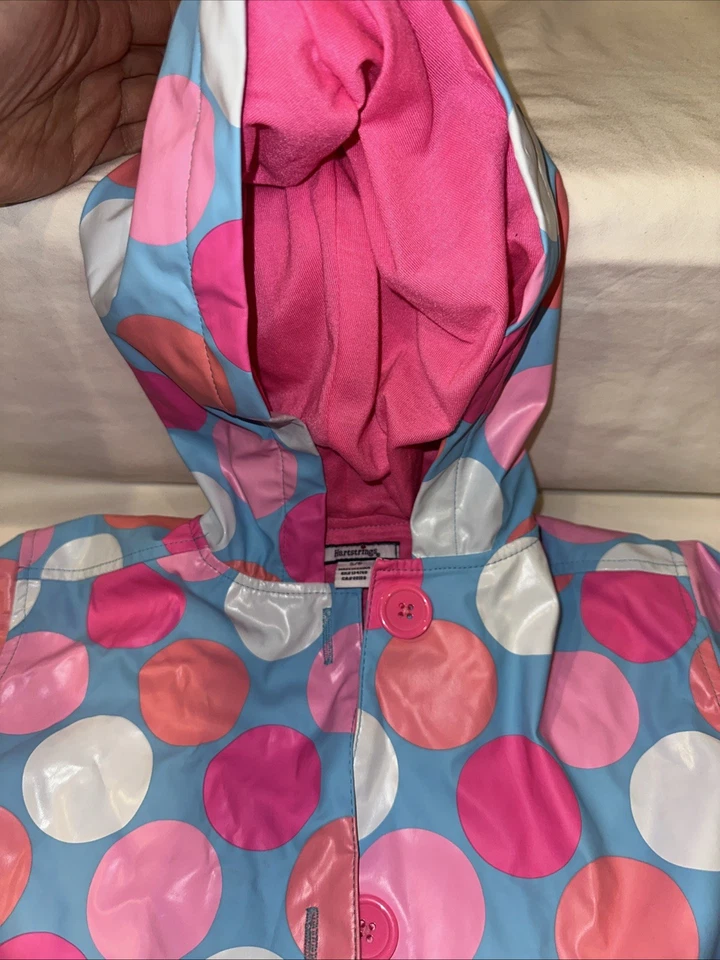 Chaqueta de lluvia con capucha roja y azul Hartstrings talla 5/6 para niñas Foto 2 de 4
