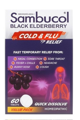 #ad Sambucol Black Elderberry Cold and Flu Relief Tablets 60 Count Exp 11 2027 $14.99