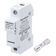 Solar Fuse Holder with 1 Fuse Core, DC 1000V 25A Single Pole 10 x 38mm