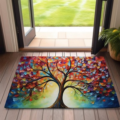 Tree of Life Welcome Door Mat,Colorful Abstract Doormat for Outside Entrance ...