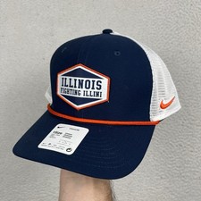NWT Illinois Fighting Illini Nike Hat Snapback Trucker Rope Patch Navy White