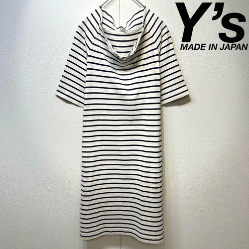 Y's Yohji Yamamoto Border Design Short Sleeve Dress Size 2 MADE IN JAPAN