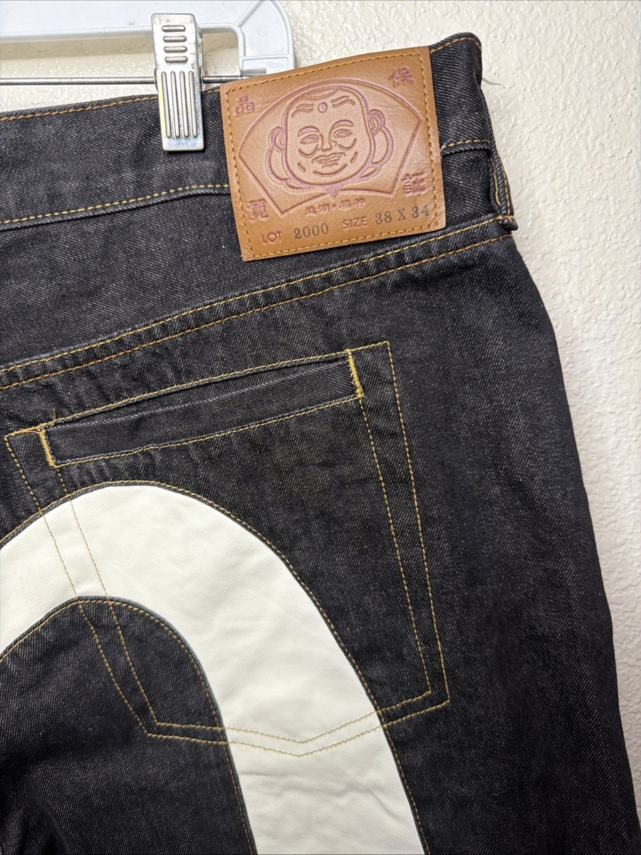 EVISU Lot. 2000 Jeans 38x34 Seagull Selvage Denim Dark Wash Red