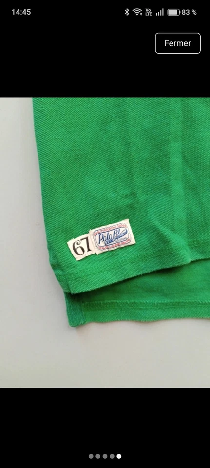 Polo Ralph Lauren Polo vert M 10-12 ans logo patch manches courtes col boutons - Photo 3/3