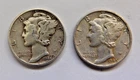 1944 D & 1945 D Mercury Dimes 90% Silver United States Mint Coins Lot of 2