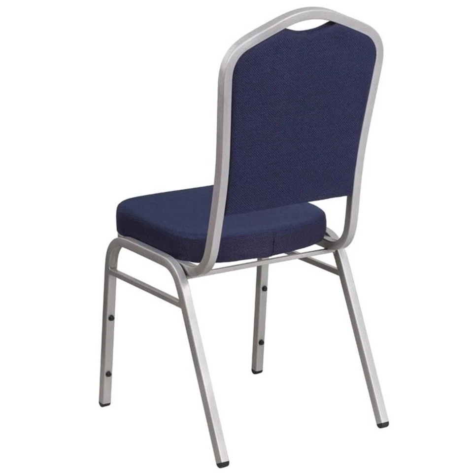 Silla apilable para banquetes de tela Flash Furniture en plata y azul marino Foto 3 de 4