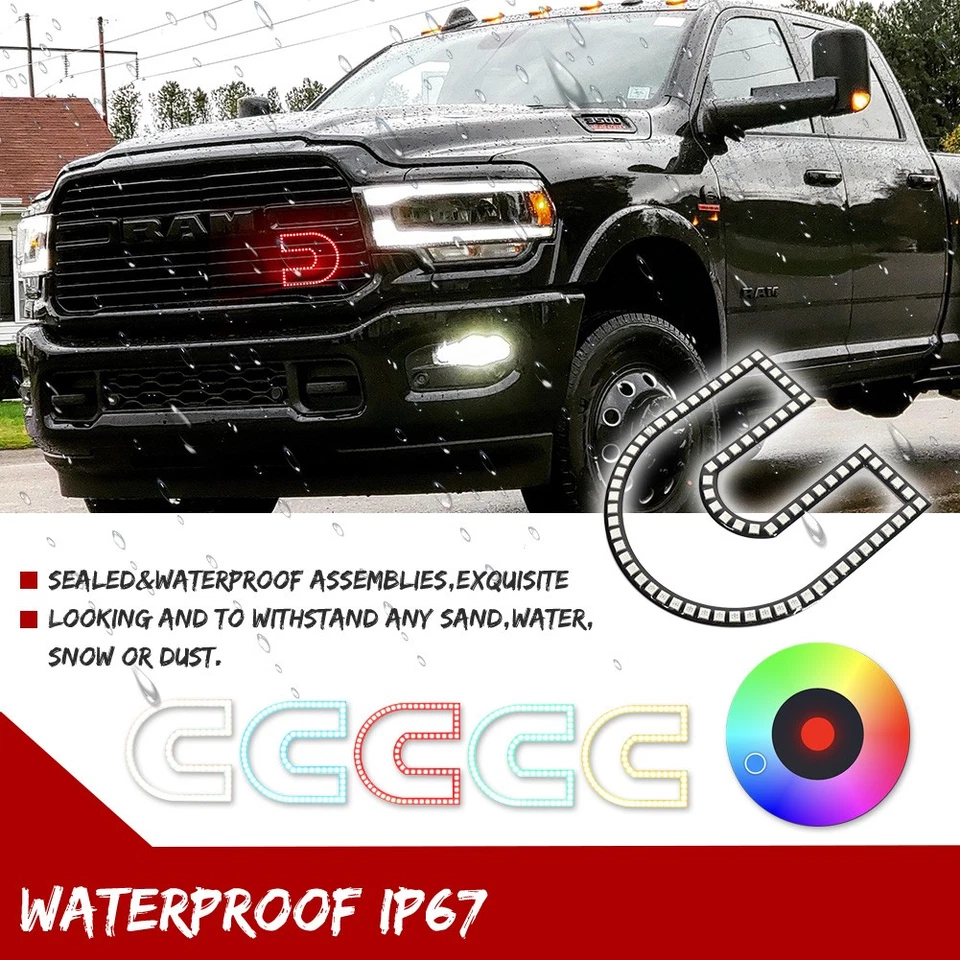 APP пульт дистанционного управления 16 цветов C кольцо светодиодная передняя решетка свет для Dodge RAM 1500 2500 3500 - Изображение 4 из 4