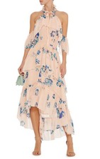 ULLA JOHNSON Valentine Silk Floral Print Halterneck Midi Dress Sz. XS Nude/Blush