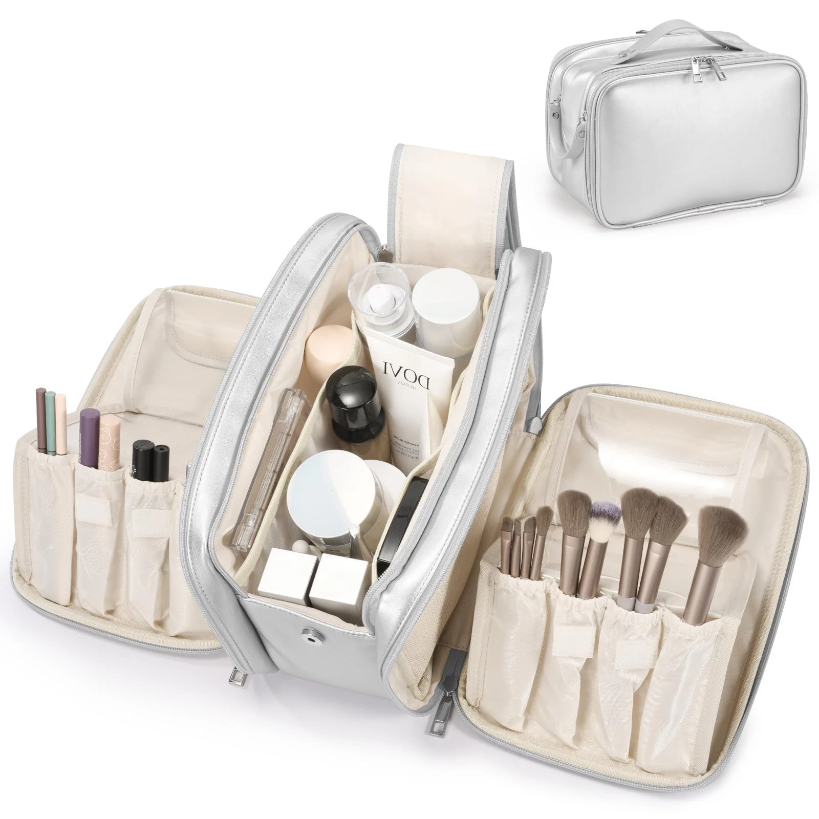 Travel Makeup Bag Women's Large Capacity Cosmetic Portable Organizer Large Op...