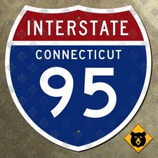 Connecticut Interstate 95 highway route marker road sign 1957 New Haven 18x18