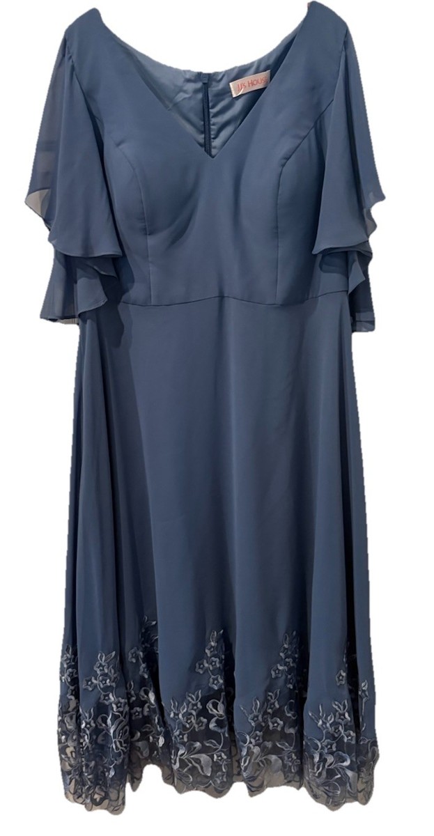 NWT JJ's House Lace Chiffon Mother of the Bride-Tea Length- Blue-Plus Sz  18w | eBay