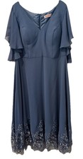 NWT JJ's House Lace Chiffon Mother of the Bride-Tea Length- Blue-Plus Sz 18w