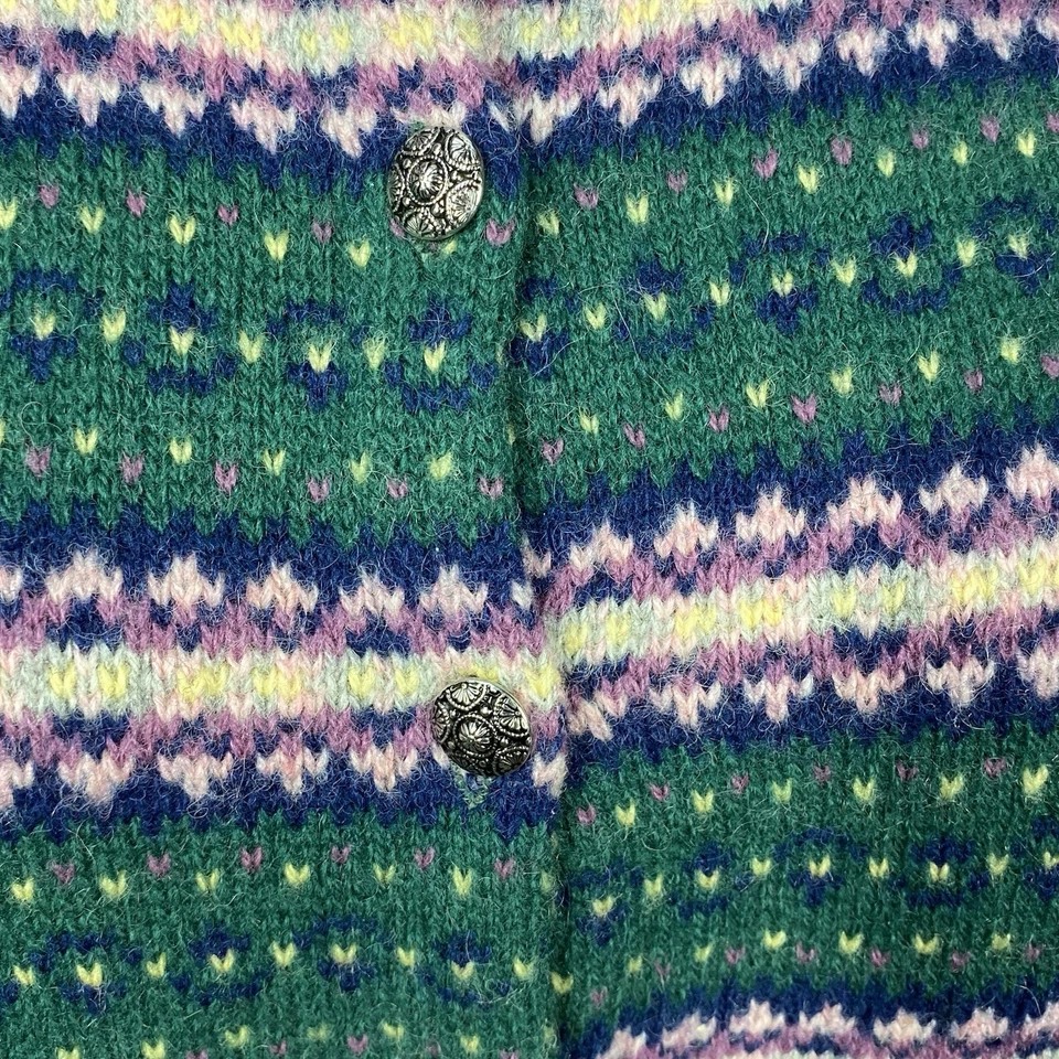 The Eagles Eye Vintage Green Sz 40 Shetland Wool Birds Eye Cardigan Sweater - Image 3 of 4