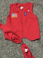 American Heritage Girls AHG Vest Youth Small Red Iron On Patches Scarf Ring