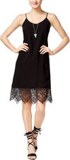 SHIFT Womens Lace Trim A line Slip Dress Black SMALL