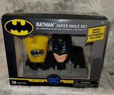 Batman Super Smile Set - toothbrush holder, toothbrush,  rinse cup / NIB